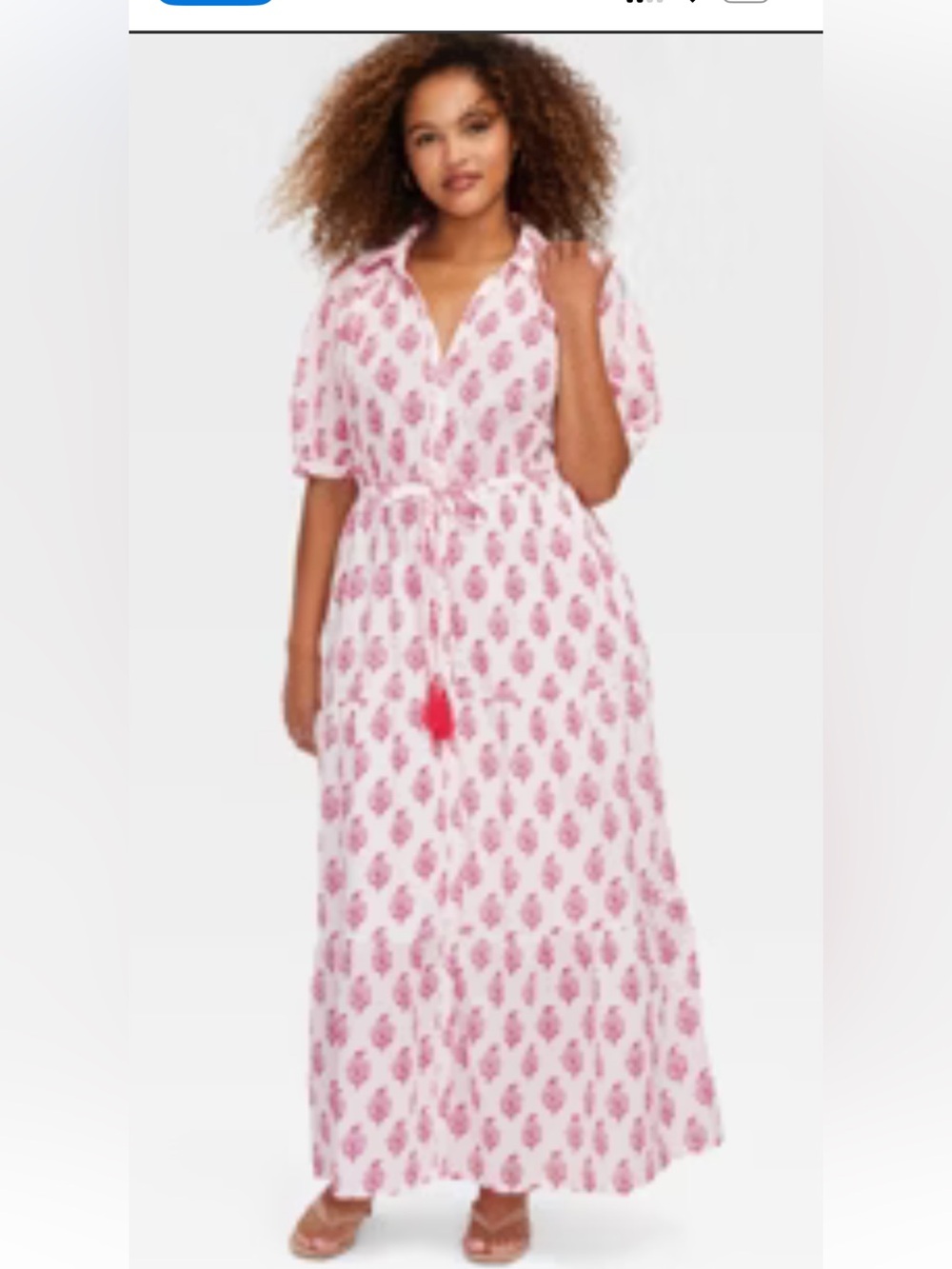 Roller Rabbit Pink Printed Maxi Dress with Tassel Drawstring size XS